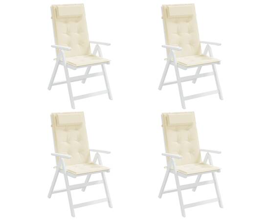 Perne scaun cu spătar înalt, 4 buc, crem, țesătură oxford, 4 image