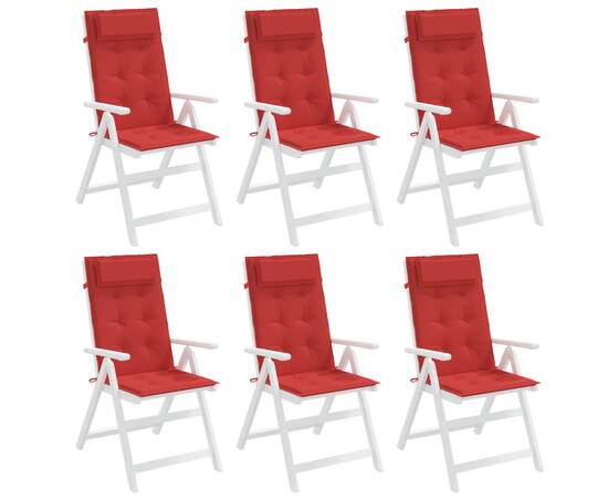 Perne scaun cu spătar înalt, 6 buc, roșu, țesătură oxford, 4 image