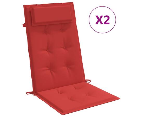Perne scaun cu spătar înalt 2 buc, roșu, țesătură oxford, 2 image