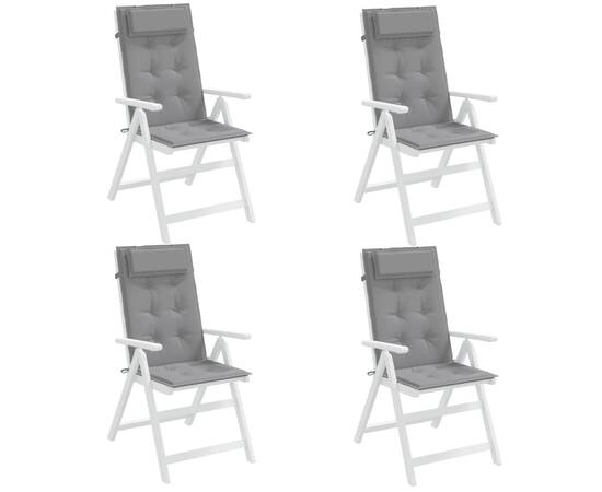 Perne scaun cu spătar înalt 4 buc, gri, țesătură oxford, 4 image