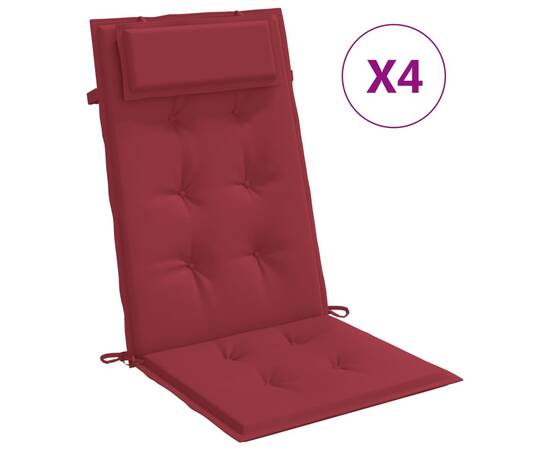 Perne scaun cu spătar înalt 4 buc, roșu vin, țesătură oxford, 2 image