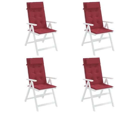 Perne scaun cu spătar înalt 4 buc, roșu vin, țesătură oxford, 4 image