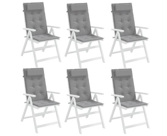 Perne scaun cu spătar înalt 6 buc, gri, țesătură oxford, 4 image