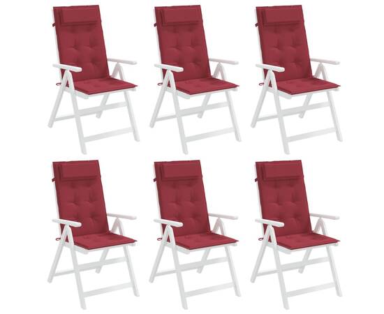 Perne scaun cu spătar înalt 6 buc, roșu vin, țesătură oxford, 4 image