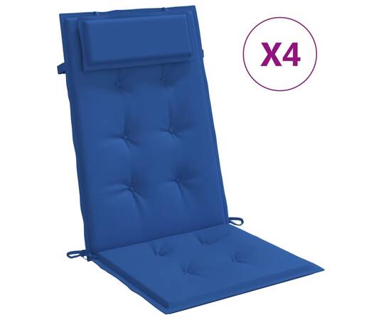 Perne scaun spătar înalt 4 buc albastru regal, țesătură oxford, 2 image