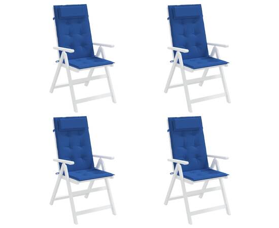Perne scaun spătar înalt 4 buc albastru regal, țesătură oxford, 4 image