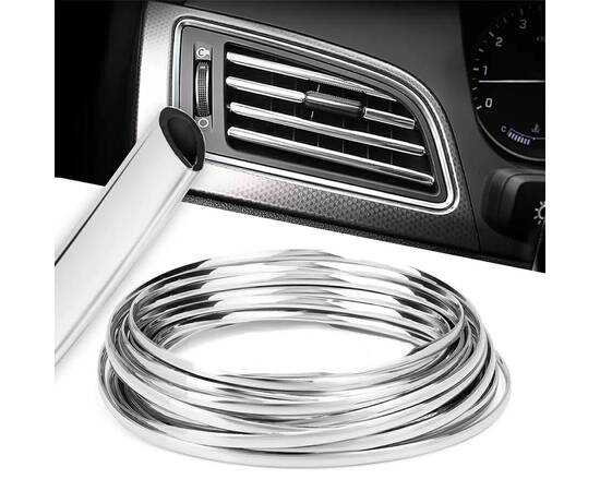 Rola Ornament Auto de tip "U" pentru muchii sau grila ventilatie, 15m liniari, culoare Crom SILVER