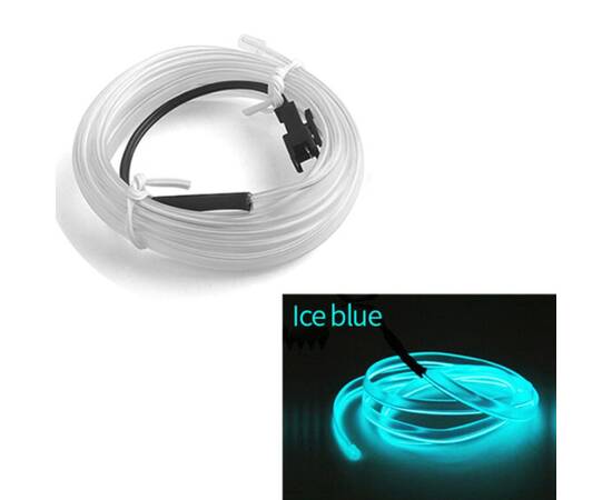 Fir Neon Auto "EL Wire" culoare Albastru Turcoaz, lungime 5M, alimentare 12V, droser inclus, 2 image