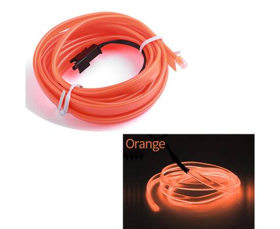 Fir Neon Auto "EL Wire" culoare Orange, lungime 5M, alimentare 12V, droser inclus