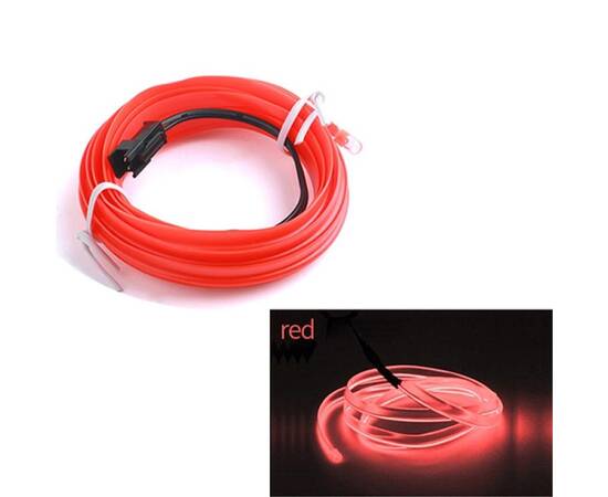 Fir Neon Auto "EL Wire" culoare Rosie, lungime 1M, alimentare 12V, droser inclus, 2 image