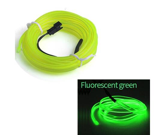 Fir Neon Auto "EL Wire" culoare Verde Fluorescent, lungime 5M, alimentare 12V, droser inclus