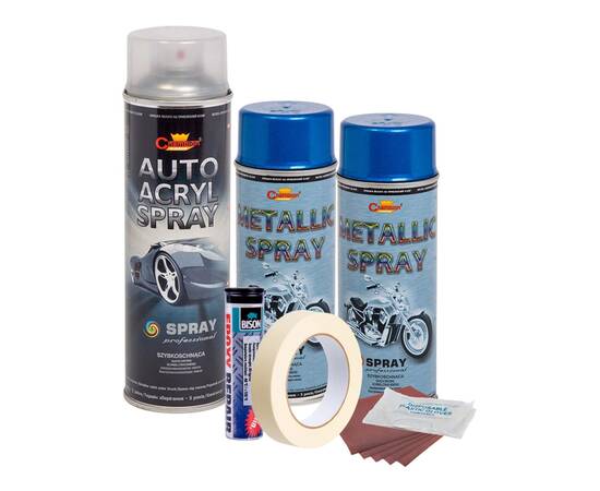 Kit complet reparatie si vopsire jante culoare Albastru Metalizat, V2