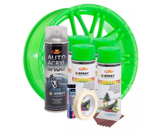 Kit complet reparatie si vopsire jante culoare Verde Fluorescent, V4, 3 image