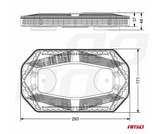 Rampa luminoasa girofar, culoare Orange, alimentare 12/24V, 48 LED-uri, protectie IP56, montaj cu magnet, 10 image