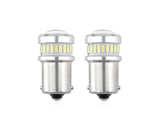 Set becuri auto cu LED CANBUS compatibil P21 R5W/R10W 30 SMD Alb 12V/24V, 2 image