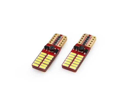 Set becuri auto cu LED CANBUS compatibil T10e W5W 24 SMD Alb 12V/24V