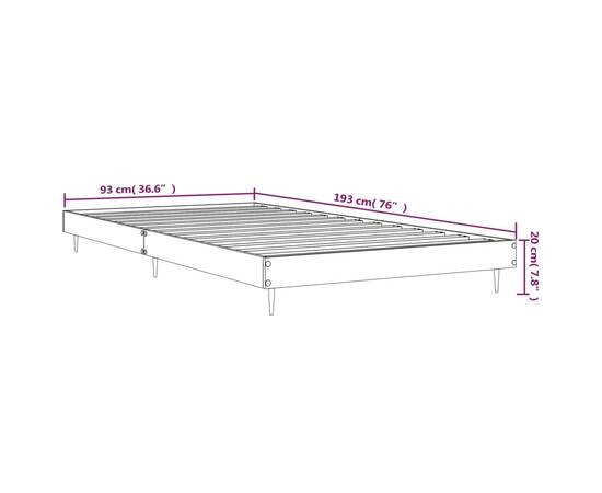 Cadru de pat, gri beton, 90x190 cm, lemn prelucrat, 9 image