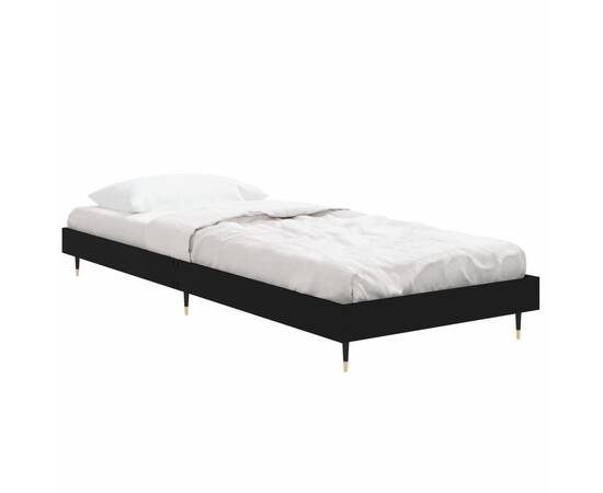 Cadru de pat, negru, 75x190 cm, lemn prelucrat, 4 image