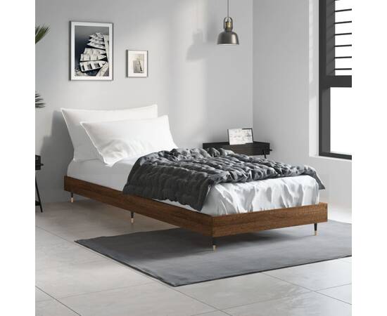 Cadru de pat, stejar maro, 75x190 cm, lemn prelucrat, 3 image
