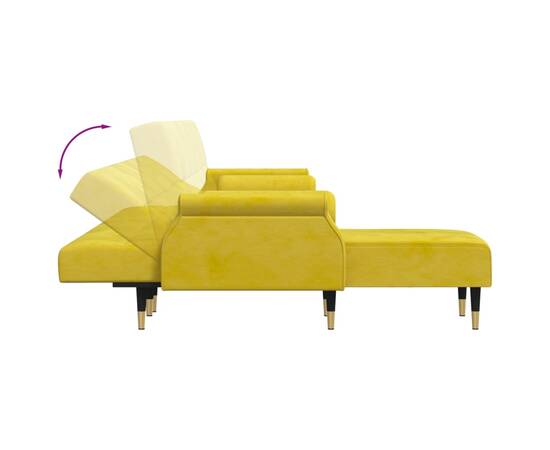 Canapea extensibilă în formă de l galben 271x140x70 cm catifea, 6 image