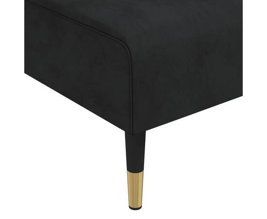 Canapea extensibilă în formă de l negru 271x140x70 cm catifea, 9 image