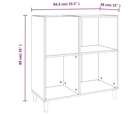 Dulap pentru discuri, alb, 84,5x38x89 cm, lemn compozit, 9 image