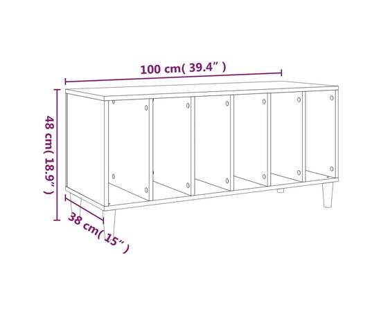 Dulap pentru discuri gri beton, 100x38x48 cm, lemn prelucrat, 8 image