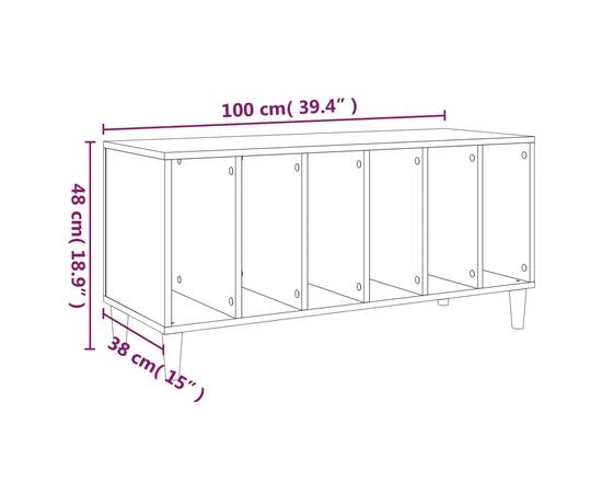 Dulap pentru discuri stejar fumuriu 100x38x48 cm lemn compozit, 8 image