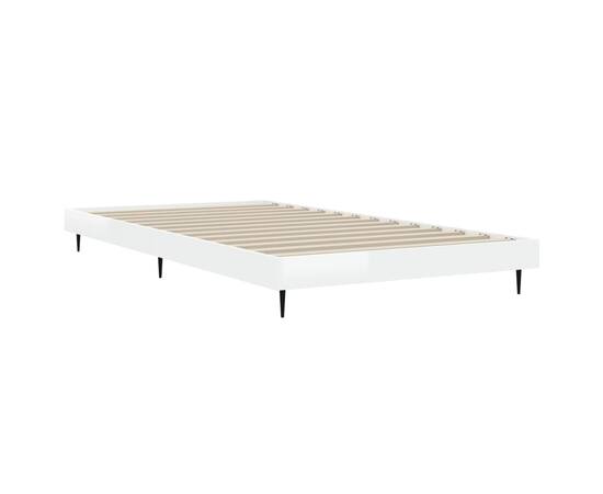 Cadru de pat, alb extralucios, 100x200 cm, lemn prelucrat, 5 image