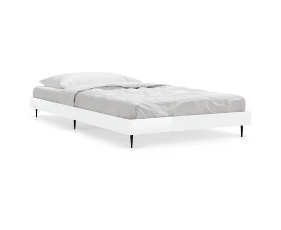 Cadru de pat, alb extralucios, 100x200 cm, lemn prelucrat, 2 image