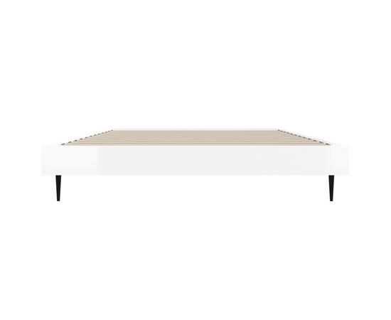 Cadru de pat, alb extralucios, 100x200 cm, lemn prelucrat, 6 image