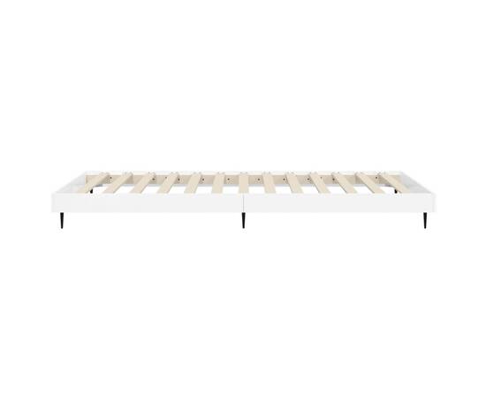 Cadru de pat, alb extralucios, 100x200 cm, lemn prelucrat, 7 image
