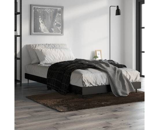 Cadru de pat, negru, 100x200 cm, lemn prelucrat, 4 image
