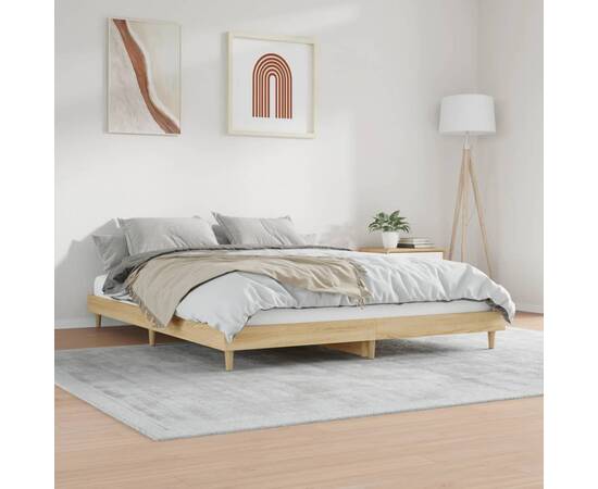Cadru de pat, stejar sonoma, 180x200 cm, lemn prelucrat, 4 image