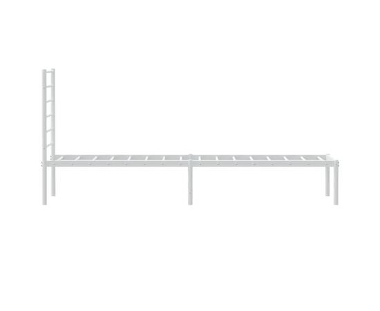 Cadru de pat metalic cu tăblie, alb, 90x190 cm, 7 image