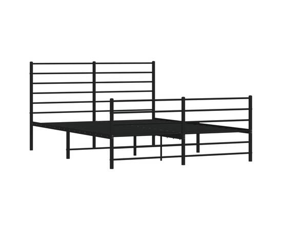 Cadru pat metalic cu tăblie de cap/picioare, negru, 120x190 cm, 5 image