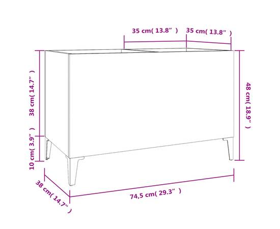 Dulap de discuri, alb, 74,5x38x48 cm, lemn prelucrat, 8 image