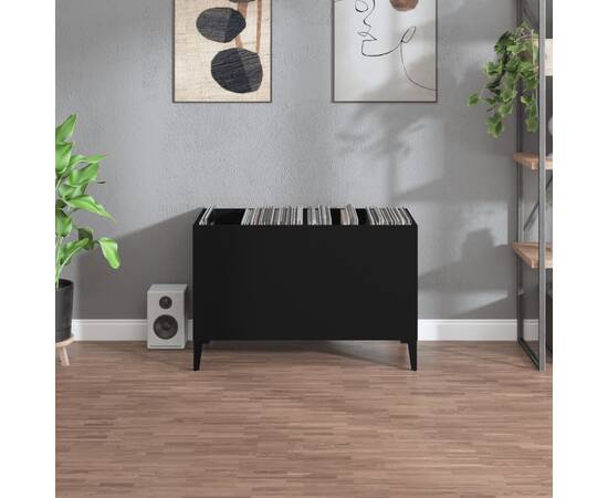Dulap pentru discuri, negru, 74,5x38x48 cm, lemn prelucrat, 3 image
