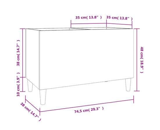 Dulap pentru discuri stejar maro 74,5x38x48 cm lemn prelucrat, 8 image