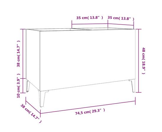 Dulap pt discuri, alb extralucios 74,5x38x48 cm lemn prelucrat, 8 image