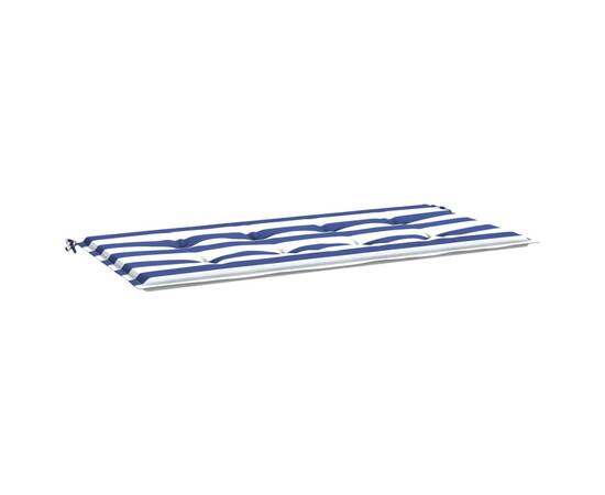 Pernă de bancă dungi albastre și albe 100x50x3 cm textil oxford, 2 image