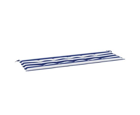 Pernă de bancă dungi albastre și albe 150x50x3 cm textil oxford, 2 image