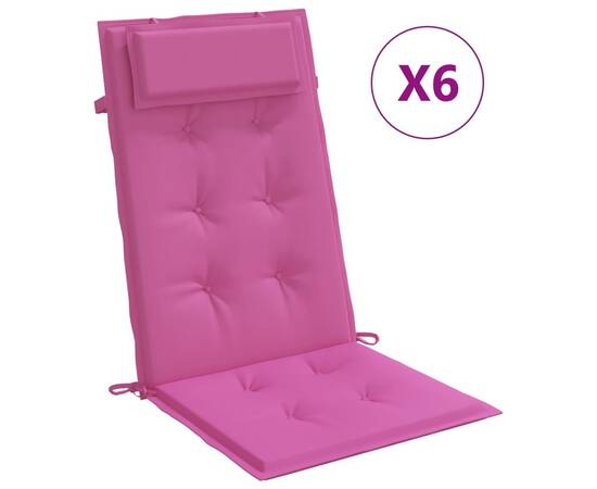 Perne de scaun cu spătar înalt, 6 buc, roz, țesătură oxford, 2 image