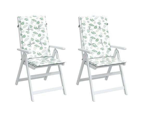 Perne de scaun spătar înalt, 2 buc., model frunze, textil, 3 image