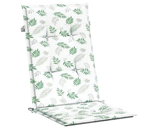 Perne de scaun spătar înalt, 2 buc., model frunze, textil, 4 image