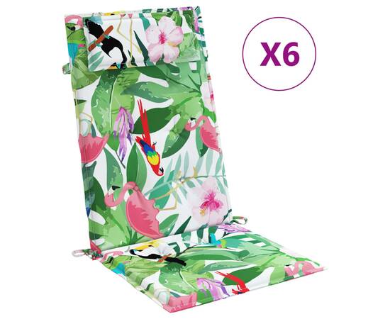 Perne de scaun spătar înalt, 6 buc., multicolor, textil oxford, 2 image