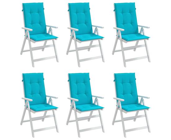 Perne de scaun spătar înalt, 6 buc., turcoaz, textil, 3 image