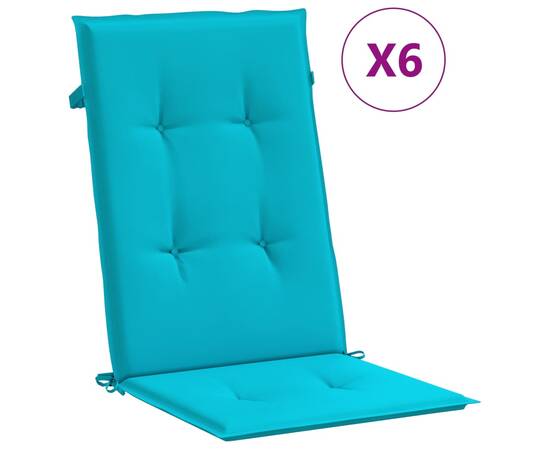 Perne de scaun spătar înalt, 6 buc., turcoaz, textil, 2 image