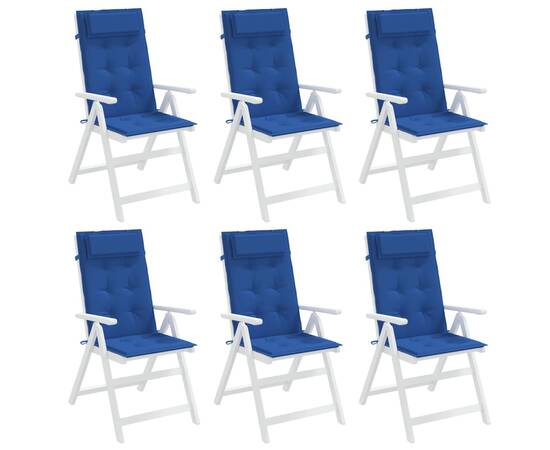 Perne scaun spătar înalt 6 buc albastru regal, țesătură oxford, 4 image
