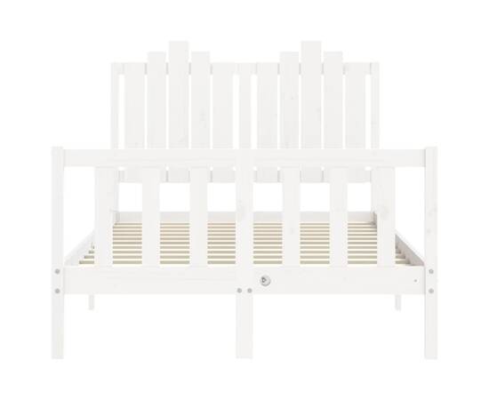 Cadru de pat cu tăblie, alb, 120x200 cm, lemn masiv, 6 image